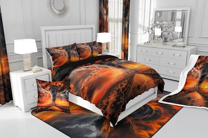 jejeloiu Orange 3D Tornado Window Drapes Natural Disaster Blackout Shades - Image 7