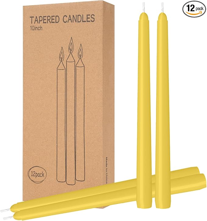LYOBATH 12 Pack Yellow Taper Candles by LYOBATHLLC