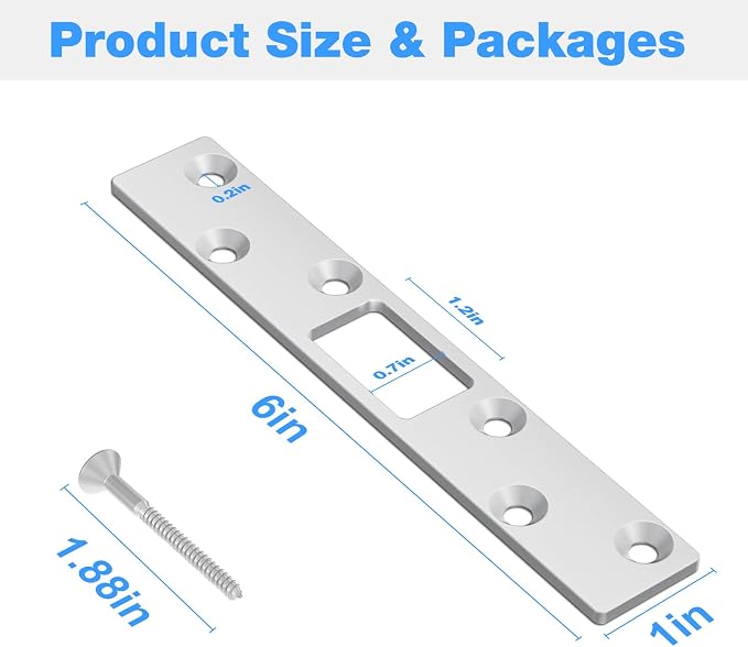 Door Strike Plate 6 Inch, Stainless Steel Deadbolt Strike Plates | 2 Set Long - Image 2