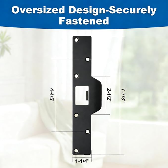 Black U 9585 Stainless Steel Lock and Door Reinforcement Plate fits 1-3/8" - Image 4