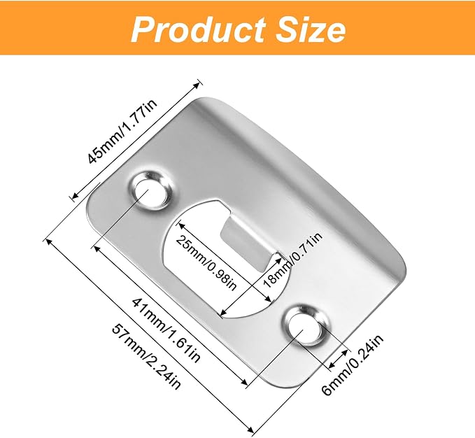 4 Universal Door Strike Plate Stainless Steel Latch Striker Plate | Round Corner - Image 2