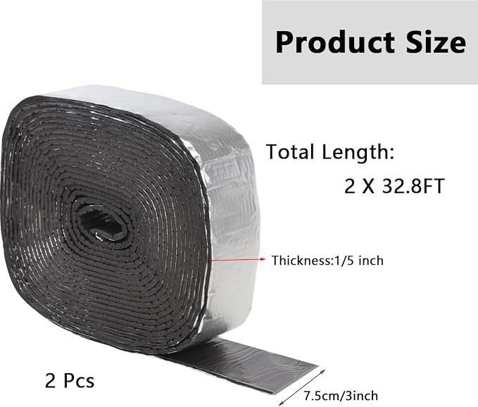 2 Roll 32.8 Ft x 3 Inch Pipe Wrap Insulation Tape, Self Adhesive Foam and - Image 2