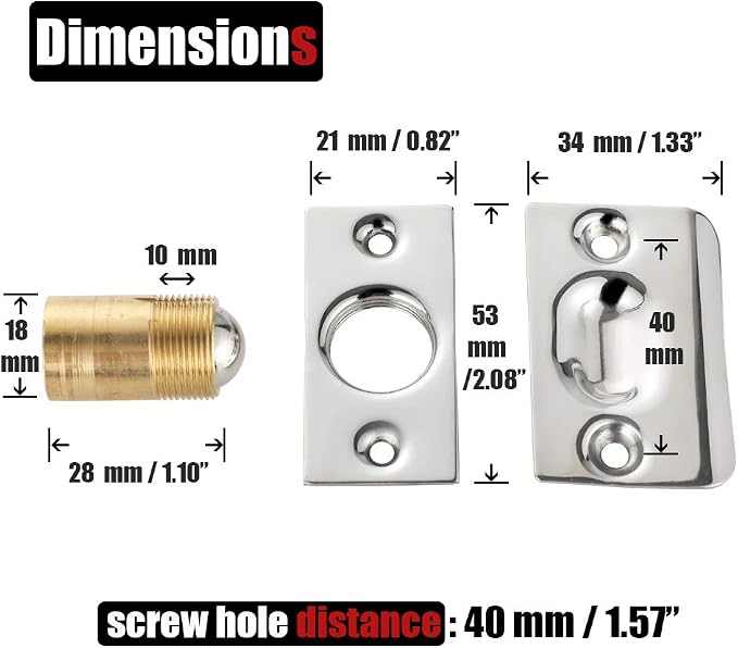 JQK Closet Ball Catch Door Hardware, Stainless Steel Catch Adjustable - Image 2