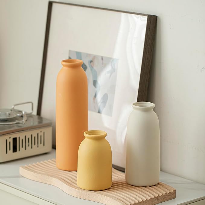 10.4 inches Tall Decorative Ceramic Vase Set, 3 Pieces, 10 inches Nordic Modern - Image 4
