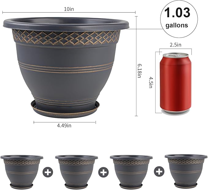 10 Inch Plaid Plant Pots 4 Pack - Image 4