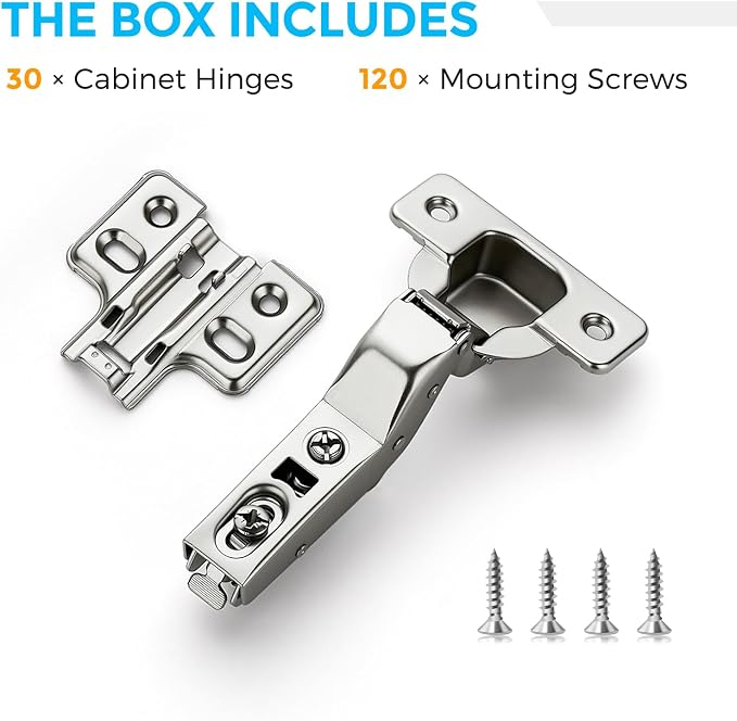 HOME EDIT 15 Pairs 30 Pack European Insert Soft Close Cabinet Hinges | - Image 4