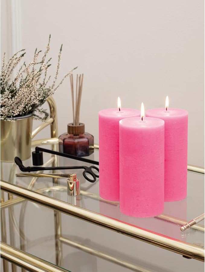 3x6 Pink Pillar Candles Set of 3 - Image 6