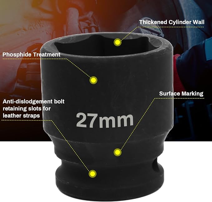 1/2" Drive 27mm Deep Impact Socket, 6 Point Chrome Molybdenum Steel Heavy Duty - Image 5