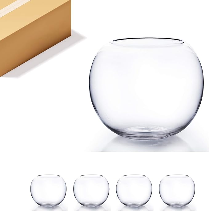 WGV Bowl Glass Vase Bulk, Diameter 10", Height 8", Open Width 6", 4 Pieces by WGVInternational-OpusGlassware
