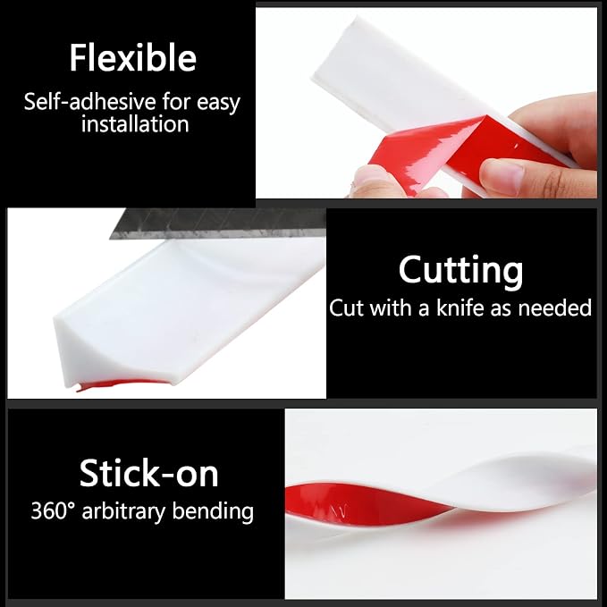 New Collapsible Shower Threshold Water Dam, Self Adhesive Silicone Waterproof - Image 6