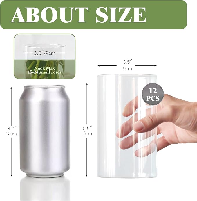 12Pcs Glass Cylinder vases for Centerpieces, 6 Inches Clear Bud Vases for - Image 2