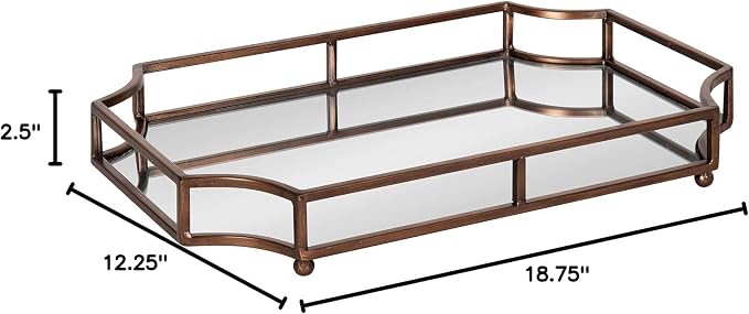 Kate and Laurel Ciel Modern Scalloped Tray; 19 x 13 x 3. Bronze; Decorative - Image 8