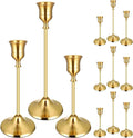 12PCS Brass Gold Taper Candle Holders Set, Metal Candlestick Holders | Tall by Ovveroche