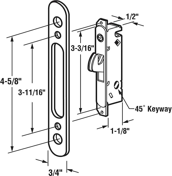 HauSun Mortise Lock with 45 Degree Keyway and Round Faceplate, Adjustable - Image 2