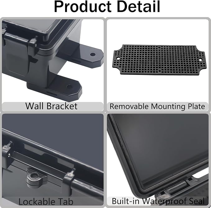 Junction Box, Hinged Black Cover IP67 Waterproof ABS Project Box - Image 4