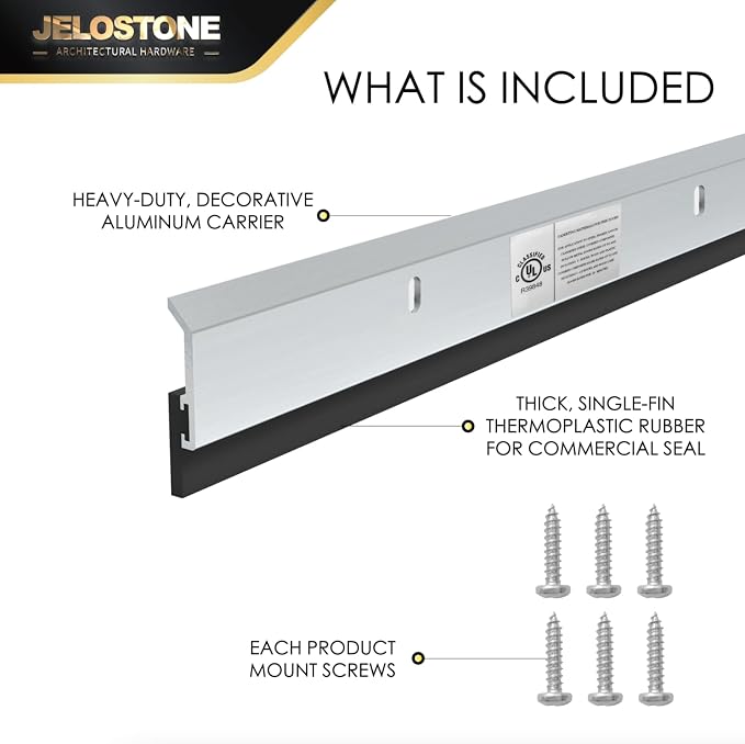 2 Pack - Commercial Door Bottom Sweep JS-N315, Heavy Duty Aluminum - Image 4