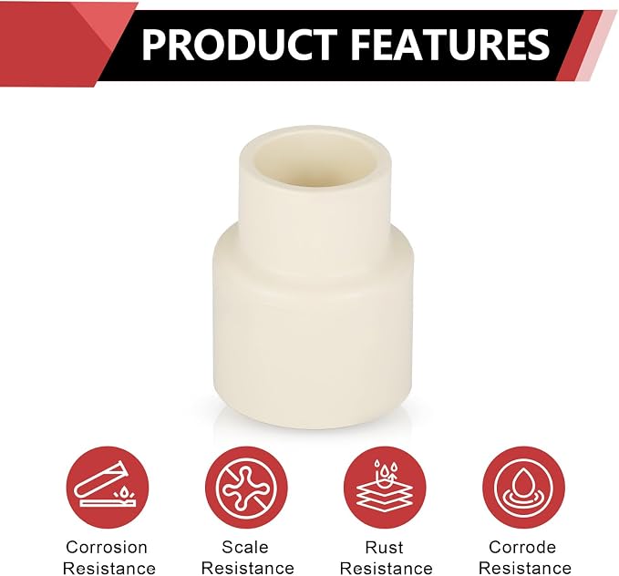 30 Pack EFIELD CPVC Coupling Adapter Fittings, 3/4" Slip x 1/2" Slip | Socket - Image 3