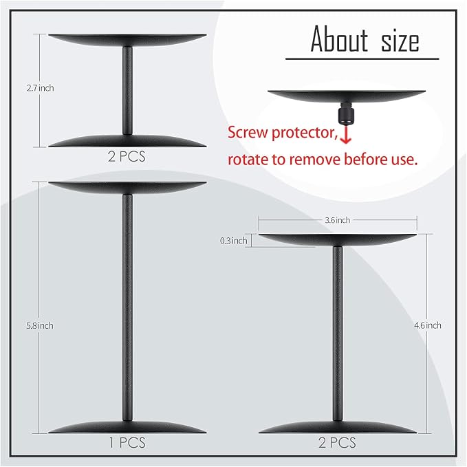 smtyle Black Candle Stands for Pillar Candles, Reversible Set of 5 | Five - Image 2