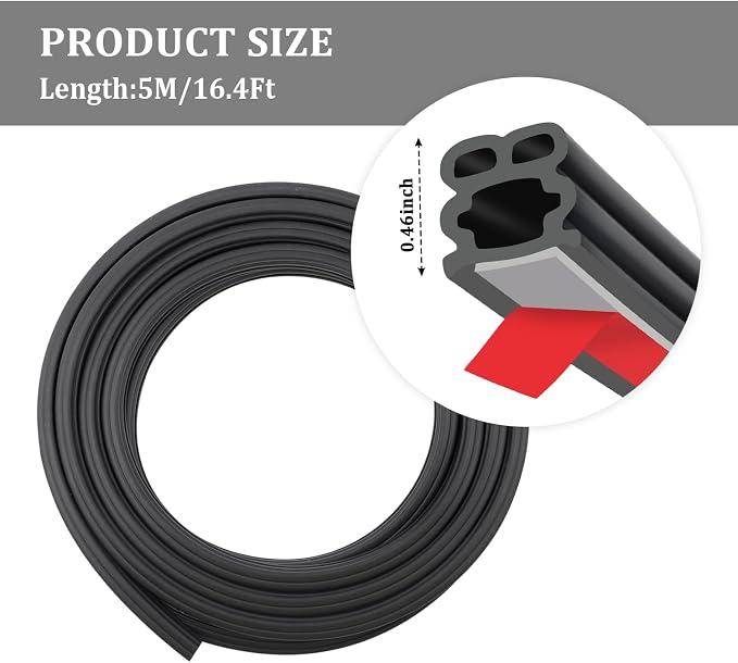 16.4Ft Car Door Seal, Thickened Rubber Automotive Weather Stripping - Image 2