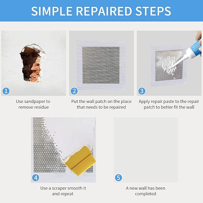 6 Inch 6Pack Drywall Patch Drywall Repair kit, Wall Repair Patch Kit, Patch - Image 3