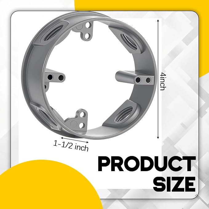 2 Pcs 1-1/2 Inch 4 Hole 4 Inch Round Electric Box Extender, 16.5 Cu. in - Image 2