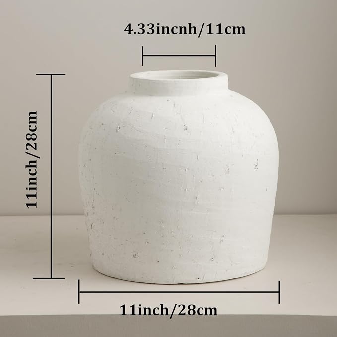 Large Ceramic Vase, Rustic Farmhouse Terracotta Flower Vase - Image 5