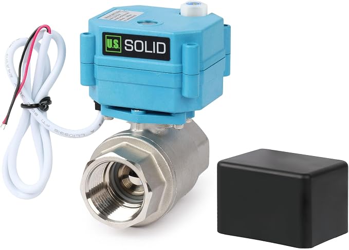 U.S. Solid 1inch Stainless Steel Motorized Ball Valve, Full Port, IP67 by USSolid
