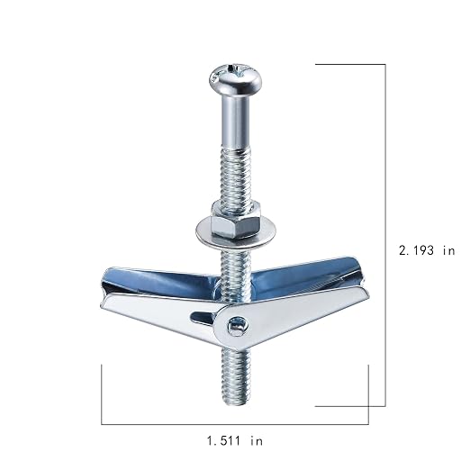 Wensilon 1/8" Heavy Duty Drywall Anchors and Screws, Toggle Bolts and Wing Nuts - Image 2