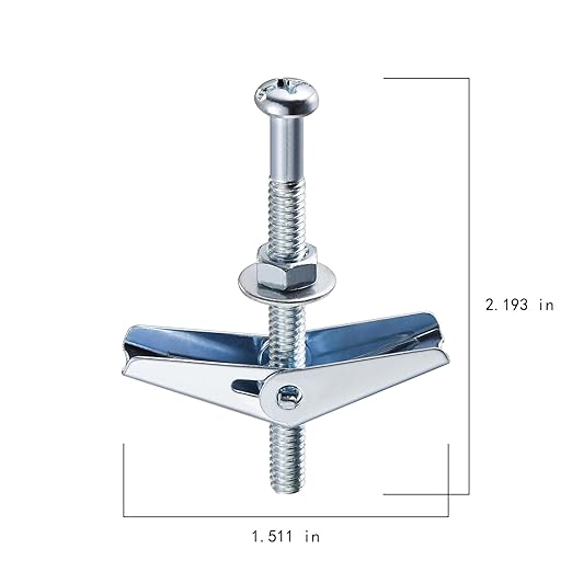 Wensilon 1/8" Heavy Duty Drywall Anchors and Screws, Toggle Bolts and Wing Nuts - Image 2