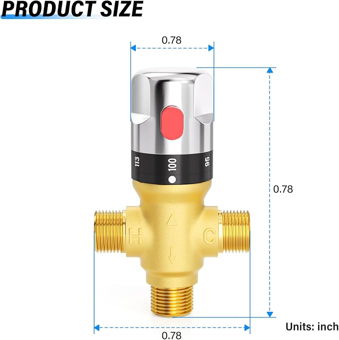 TAILONZ 1/2" NPT Thermostatic Mixing Valve - Image 2