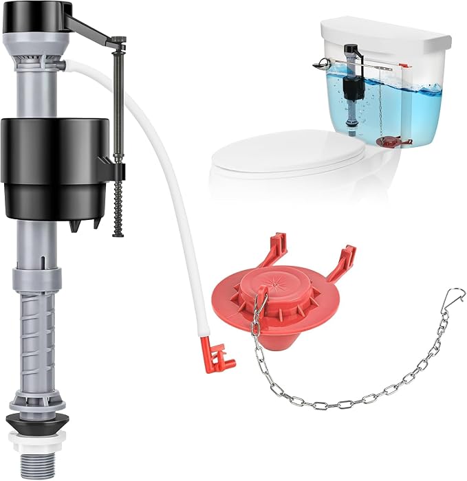 Universal Toilet Flush Valve Replacement Kit, Height Adjustable Fill Valve | by Unknown
