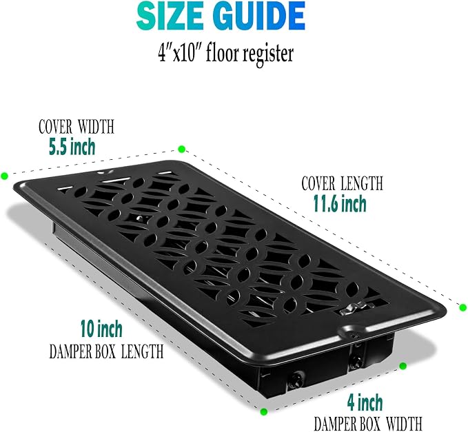 4x10 Vent Covers for Home Floor, Floor Vent Cover, Air Vents, All Steel Heavy - Image 2