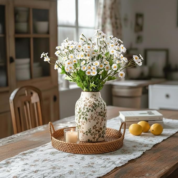 SIDUCAL Ceramic Green and Beige Antique Vase, 7 Inch Retro Ice Cracked - Image 8