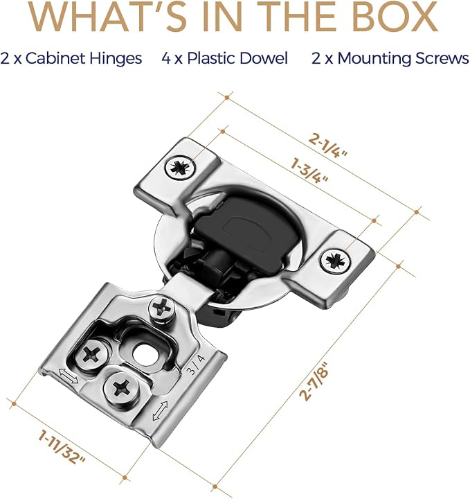 Soft Close Hinges for Kitchen Cabinet Hinges, 3/4 Inch Overlay, 2 Pack | 1 Pairs - Image 7