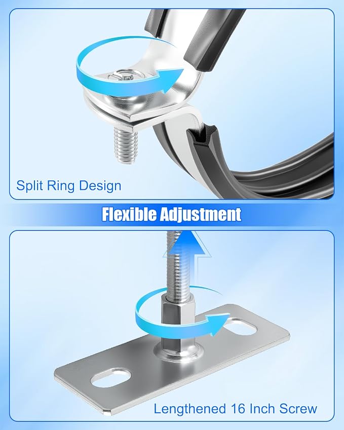 10 Inch Adjustable Pipe Bracket, B Vent Wall Round Gas Vent Pipe Strap | Heavy - Image 3