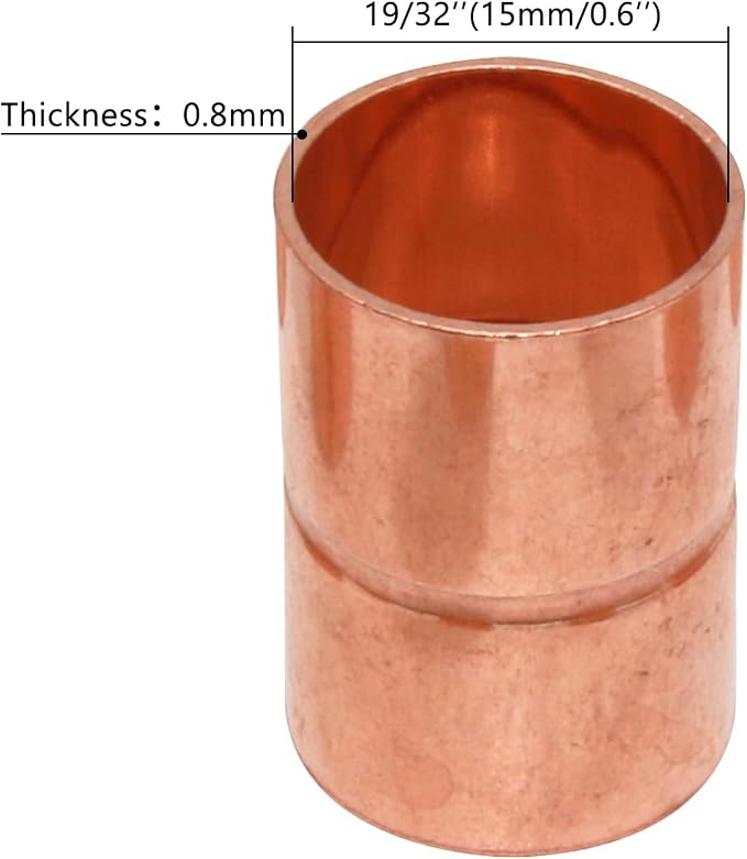 Straight Copper Fittings, 19/32 Inch ID Copper Pipe Welding Joint - Image 2