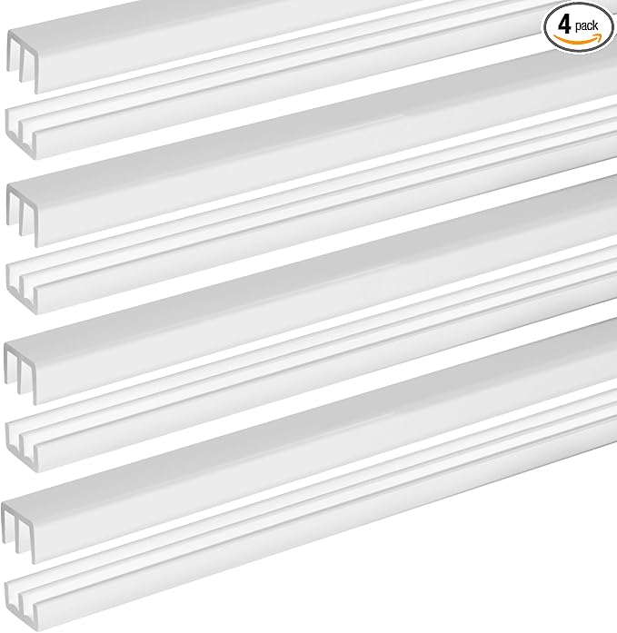 4 Sets 4FT Sliding Door Track for 1/8" Thick Panels Closet Glass Doors Plastic by Landical
