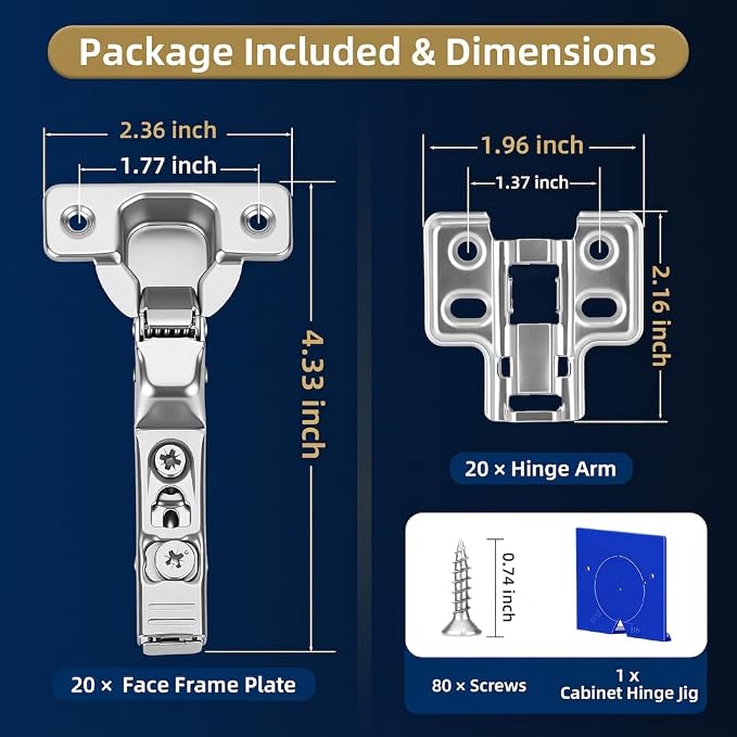 20 Pack Soft Close Inset Cabinet Door Hinges - Image 2