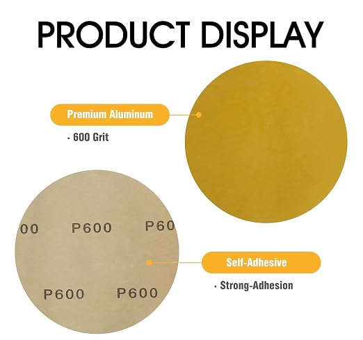 100 PCS 6 Inch Gold PSA Sanding Discs 600 Grit Self Adhesive Sticky-Back - Image 2