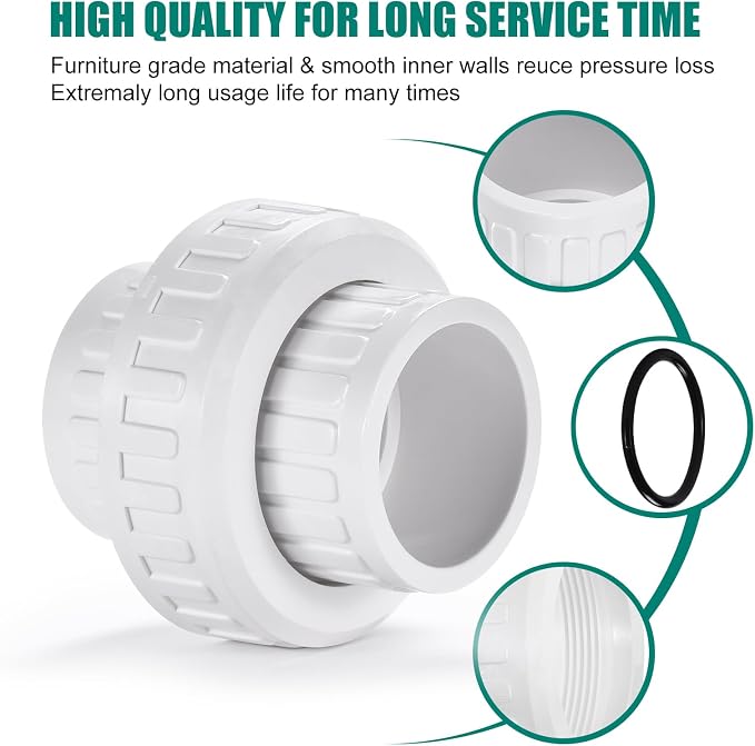 VYH 3/4" PVC Union Coupling Pipe Fitting 3/4" PVC Slip Union PVC Adapter - Image 3