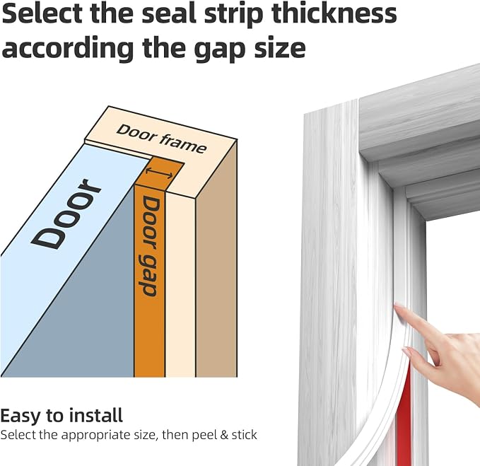 White D-Shape Weather Stripping 20Ft | Self-Adhesive Rubber Seal Strip - Image 3