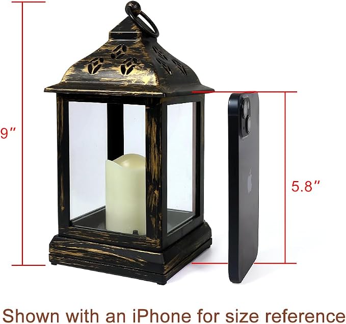 2-Pack 9.5" Distressed Bronzes Indoor Candle Lantern - Image 2