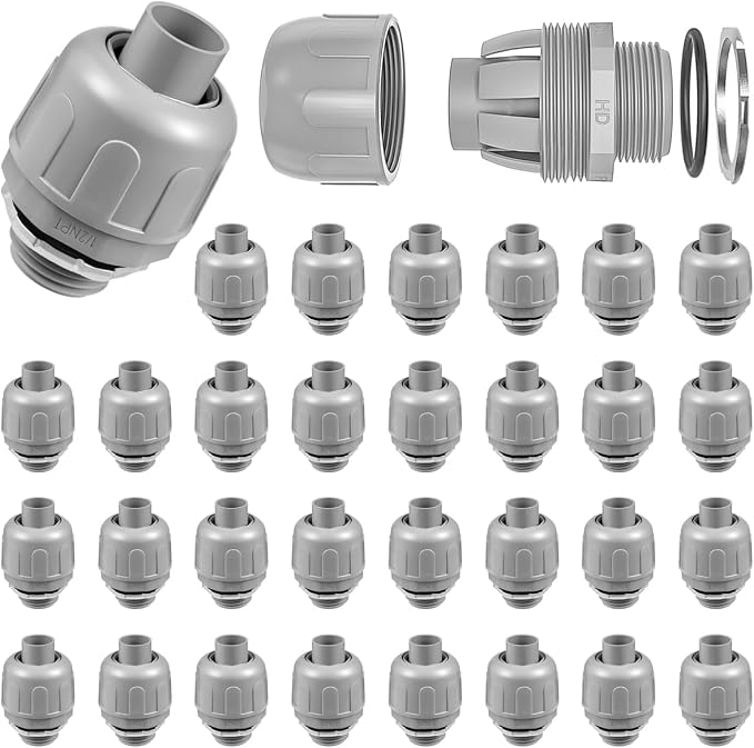 32-Pack 1/2" NPT Liquid Tight Connector Conduit Fitting UL PVC Straight | UV by Aandxmok