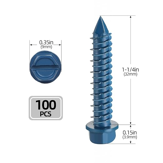 3/16" x 1-1/4" Concrete Screws, - Image 2