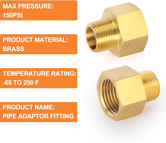 GASHER 5PCS Brass Pipe Fitting, 1/8-Inch Male Pipe x 3/8-Inch Female Pipe - Image 6