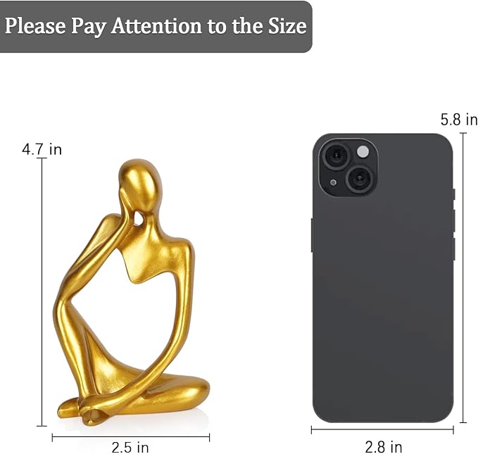Sandstone Resin Thinker Statue Style Abstract Sculpture, Left | Small Statue - Image 2
