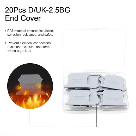 20Pcs D/UK-2.5BG End Cover for DIN Rail Mounted Terminal Block | 20Pcs - Image 2