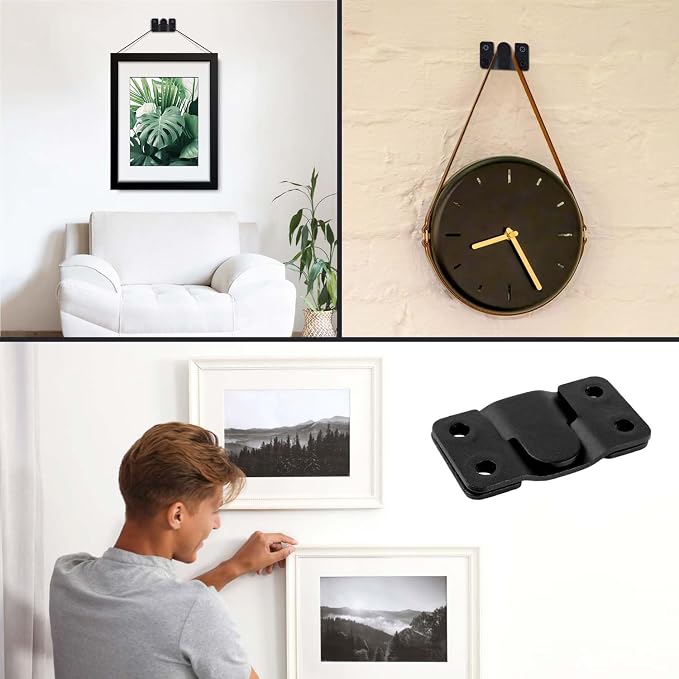 4 Pairs Interlocking Flush Mount Bracket Picture Hanging Bracket Wall Mounting - Image 2