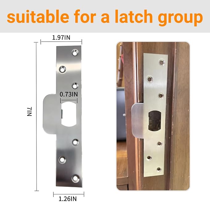 7-Inch Extended Door Strike Plate, Heavy Duty Stainless Steel, - Image 2