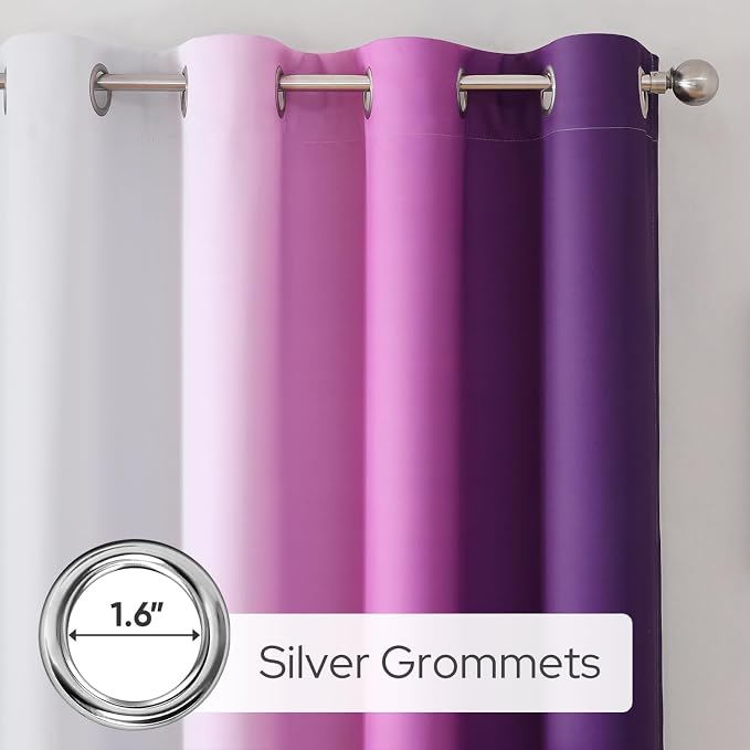 HOMEIDEAS Purple Ombre Blackout Curtains, 52 X 96 Inch Length Gradient Color - Image 7